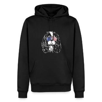 CAVALIER KING CHARLES SPANIEL America Flag Glasses - Men’s Premium Organic Hoodie - black - Front - Nico (187cm)