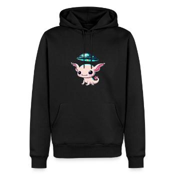 Enlèvement d’un axolotl par un extraterrestre - Sweat à capuche Premium bio Homme - noir - Devant - Nico (187cm)