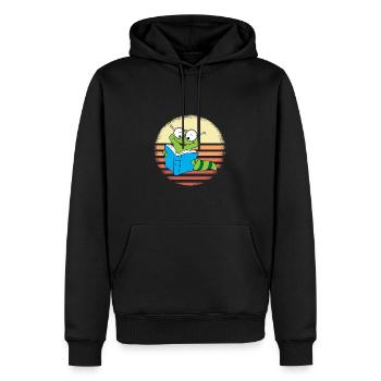 Bücherwurm Retro Sonnenuntergang Design - Männer Premium Bio Hoodie - Schwarz - Vorne - Nico (187cm)