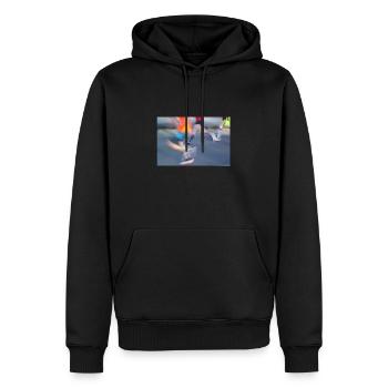 Semi-marathon - Flou de mouvement - Sweat à capuche Premium bio Homme - noir - Devant - Nico (187cm)