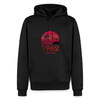 Vintage Année 1962 Edition Limitée Rouge - Sweat à capuche Premium bio Homme - noir - Devant - Nico (187cm)
