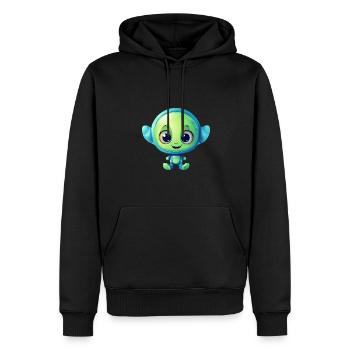 Kawaii Lachender Alien - Männer Premium Bio Hoodie - Schwarz - Vorne - Nico (187cm)