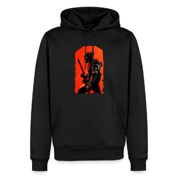 Samouraï Steampunk - Sweat à capuche Premium bio Homme - noir - Devant - Nico (187cm)