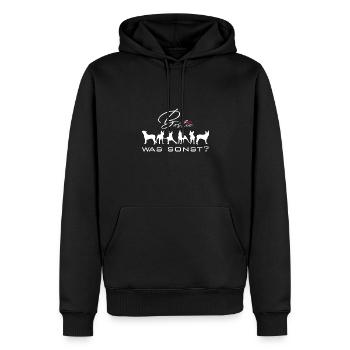 Bostie was sonst - mein Boston Terrier mit Herz - Männer Premium Bio Hoodie - Schwarz - Vorne - Nico (187cm)