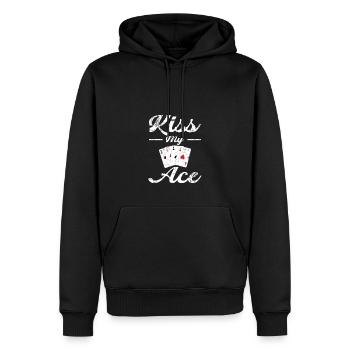 Poker Kiss my Ace - Männer Premium Bio Hoodie - Schwarz - Vorne - Nico (187cm)