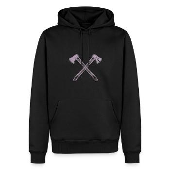 Conception de hache de style grunge - Pour les bûcherons et - Sweat à capuche Premium bio Homme - noir - Devant - Nico (187cm)