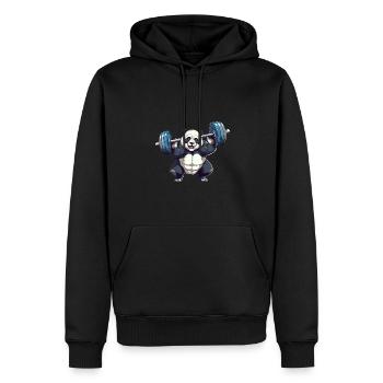 Panda Dumbbell Workout – Powerful Fitness Design - Men’s Premium Organic Hoodie - black - Front - Nico (187cm)