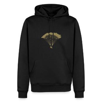 Parachutiste en silhouette nuageuse - Sweat à capuche Premium bio Homme - noir - Devant - Nico (187cm)