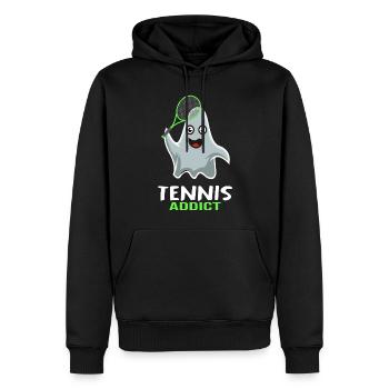 Tennis Match Balle Raquette de Tennis « Joueur de Tennis » - Sweat à capuche Premium bio Homme - noir - Devant - Nico (187cm)