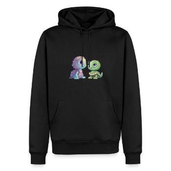 Grüner Alien Schildkröte Fusion - Männer Premium Bio Hoodie - Schwarz - Vorne - Nico (187cm)