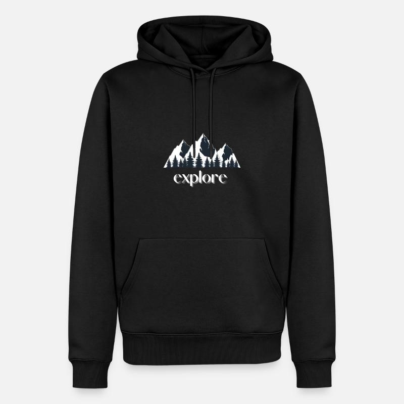 explore - Männer Premium Bio Hoodie - Schwarz