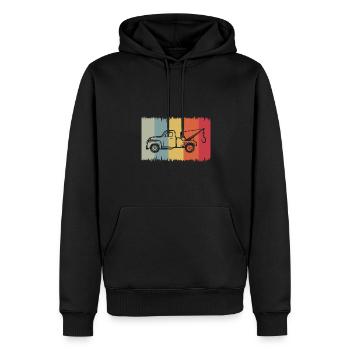 Retro Abschleppdienst Silhouette – Vintage Fahrzeu - Männer Premium Bio Hoodie - Schwarz - Vorne - Nico (187cm)