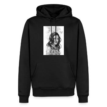 Femme avec des fleurs pleurer - Sweat à capuche Premium bio Homme - noir - Devant - Nico (187cm)