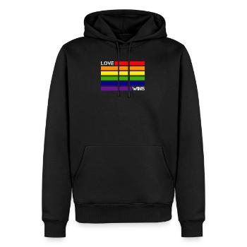 L'amour gagne le drapeau arc-en-ciel LGBT Gay Pride - Sweat à capuche Premium bio Homme - noir - Devant - Nico (187cm)