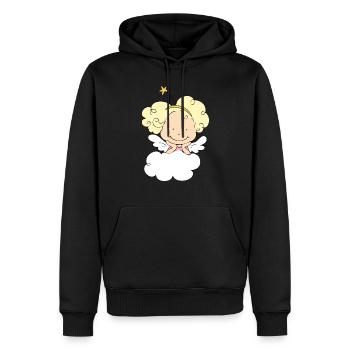 Little angel smile - Sweat à capuche Premium bio Homme - noir - Devant - Nico (187cm)