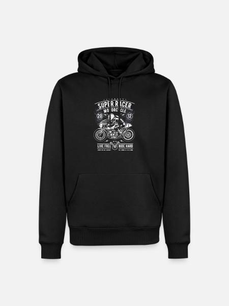 Super Racer Motorcycle live free ride hard - Men’s Premium Organic Hoodie - black