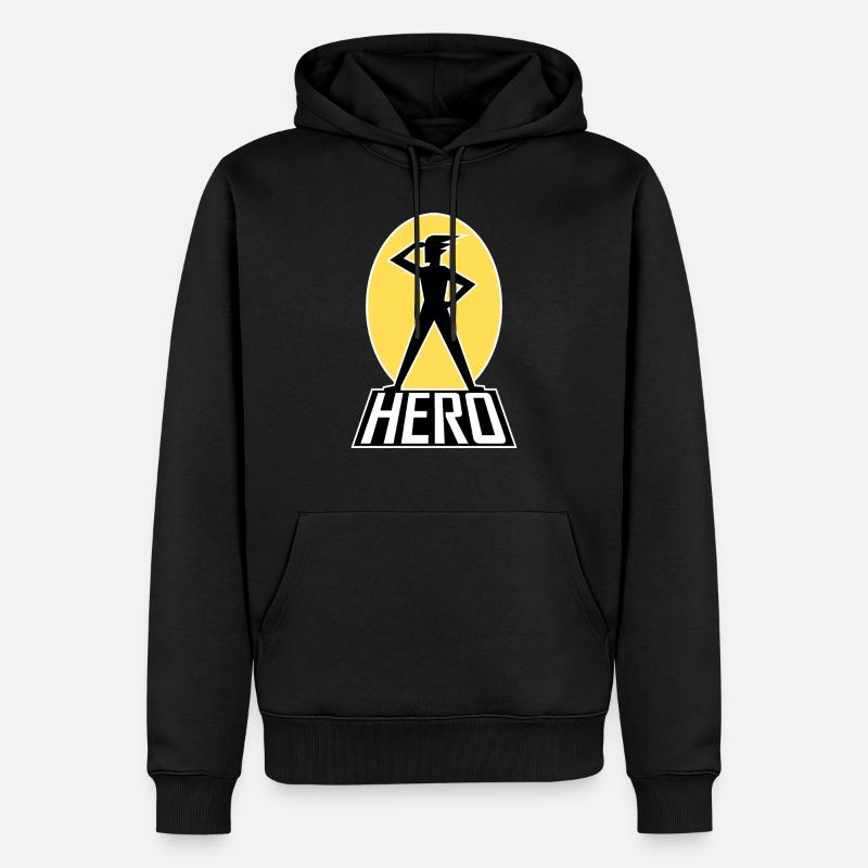 HERO - Männer Premium Bio Hoodie - Schwarz