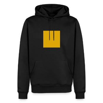 GELBES QUADRAT - Männer Premium Bio Hoodie - Schwarz - Vorne - Nico (187cm)