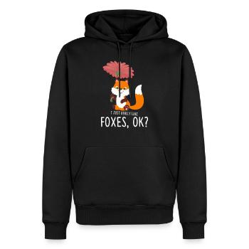 I Just Really Like Foxes, Ok? Fuchs Blume - Männer Premium Bio Hoodie - Schwarz - Vorne - Nico (187cm)
