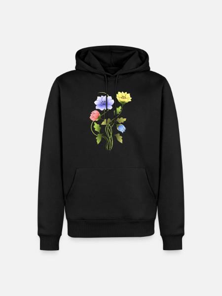 Fleur - Sweat à capuche Premium bio Homme - noir