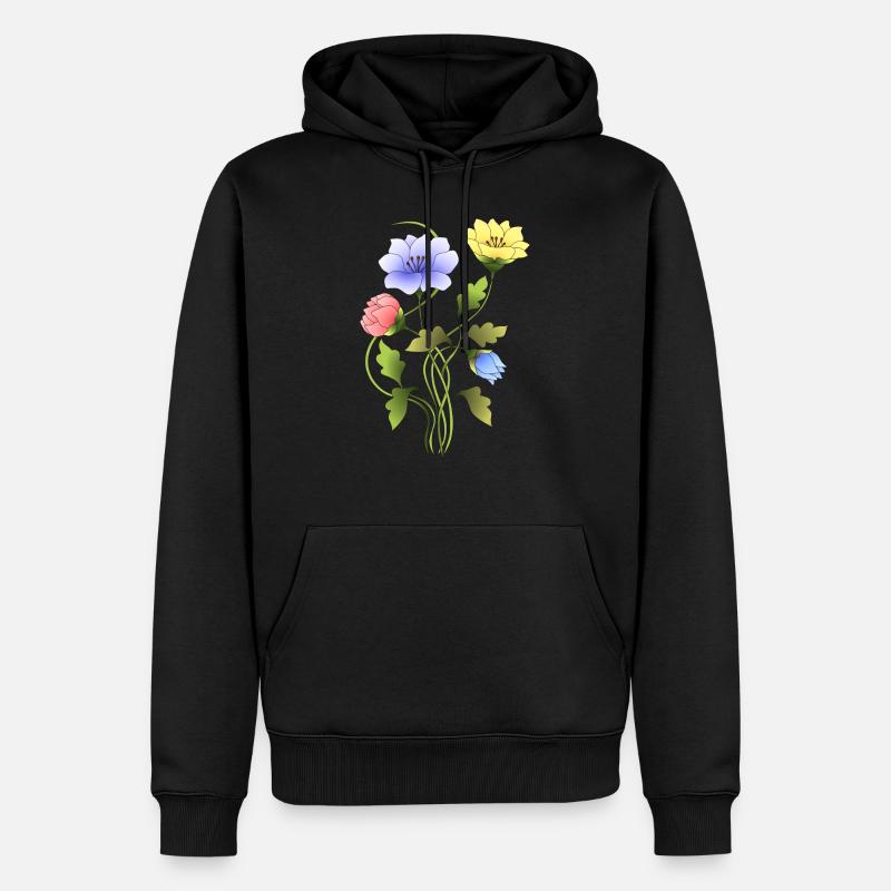 Fleur - Sweat à capuche Premium bio Homme - noir
