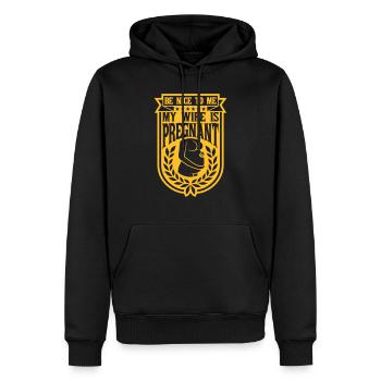 my wife is pregnant - Männer Premium Bio Hoodie - Schwarz - Vorne - Nico (187cm)