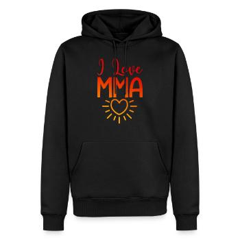 J’aime Mma - Sweat à capuche Premium bio Homme - noir - Devant - Nico (187cm)