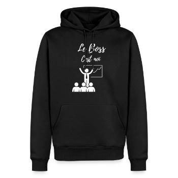 C est moi le Boss - Sweat à capuche Premium bio Homme - noir - Devant - Nico (187cm)