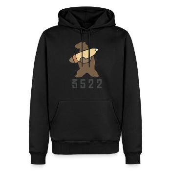 Wojtek l’ours - Sweat à capuche Premium bio Homme - noir - Devant - Nico (187cm)