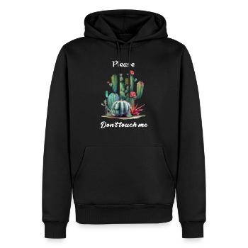Bitte berühren Sie mich nicht - Männer Premium Bio Hoodie - Schwarz - Vorne - Nico (187cm)