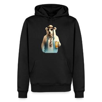 Ours polaire cool avec lunettes de soleil et bière - Sweat à capuche Premium bio Homme - noir - Devant - Nico (187cm)