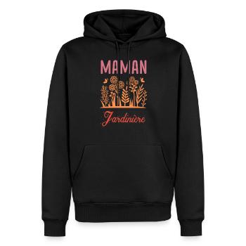 Maman jardinière jardin - Sweat à capuche Premium bio Homme - noir - Devant - Nico (187cm)