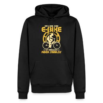 Ein Leben ohne E-Bike ist möglich aber sinnlos Akk - Männer Premium Bio Hoodie - Schwarz - Vorne - Nico (187cm)