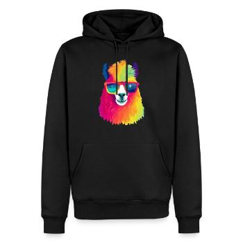 Oxy le lama à lunettes - Sweat à capuche Premium bio Homme - noir - Devant - Nico (187cm)