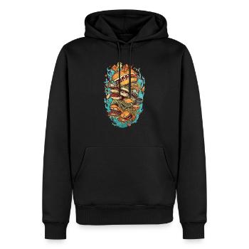 Burger Monster Design - Männer Premium Bio Hoodie - Schwarz - Vorne - Nico (187cm)