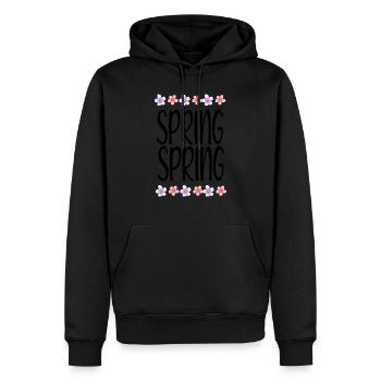 SPRING Words Design avec des fleurs - Sweat à capuche Premium bio Homme - noir - Devant - Nico (187cm)