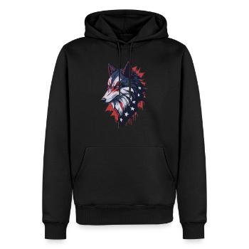 Wolf - Männer Premium Bio Hoodie - Schwarz - Vorne - Nico (187cm)