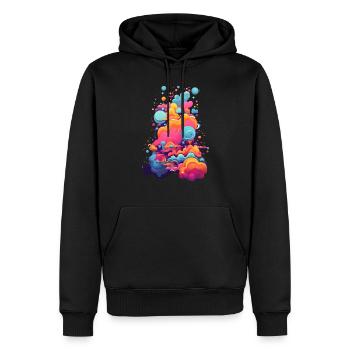 Hypnotisches Universum: Farben und Formen im Erwachen - Männer Premium Bio Hoodie - Schwarz - Vorne - Nico (187cm)