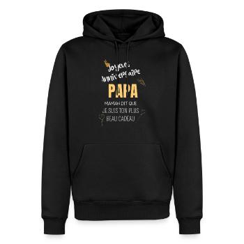 Joyeux anniversaire Papa - Sweat à capuche Premium bio Homme - noir - Devant - Nico (187cm)