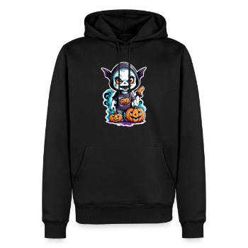 Halloween - Monster mit Fledermaushut - Männer Premium Bio Hoodie - Schwarz - Vorne - Nico (187cm)