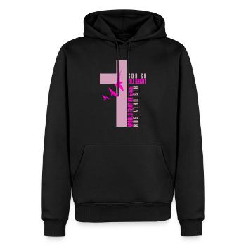 God So Loved the World: 3V16 - Men’s Premium Organic Hoodie - black - Front - Nico (187cm)