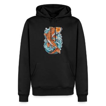 carpe koi - poisson japon - Sweat à capuche Premium bio Homme - noir - Devant - Nico (187cm)