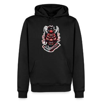 guerrier samourai - japon - Sweat à capuche Premium bio Homme - noir - Devant - Nico (187cm)