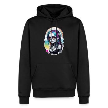 Halloween - Rock & Regenbogen - Männer Premium Bio Hoodie - Schwarz - Vorne - Nico (187cm)