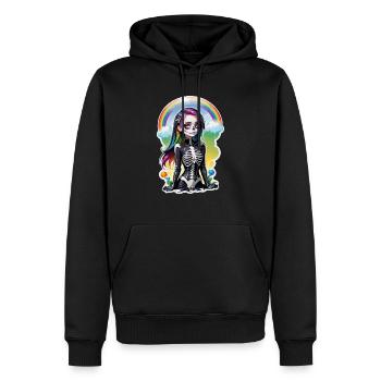 Halloween - Rock & Regenbogen - Männer Premium Bio Hoodie - Schwarz - Vorne - Nico (187cm)