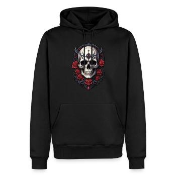 Skull - Männer Premium Bio Hoodie - Schwarz - Vorne - Nico (187cm)