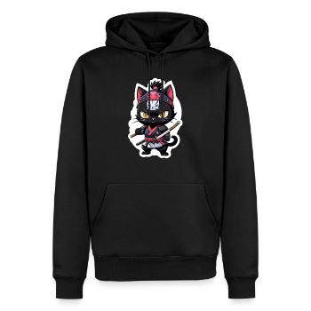 Ninja Cat - Samurai Kitten - Men’s Premium Organic Hoodie - black - Front - Nico (187cm)