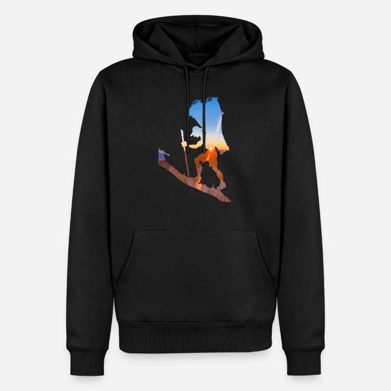 Mann mit Heukorb - Männer Premium Bio Hoodie - Schwarz
