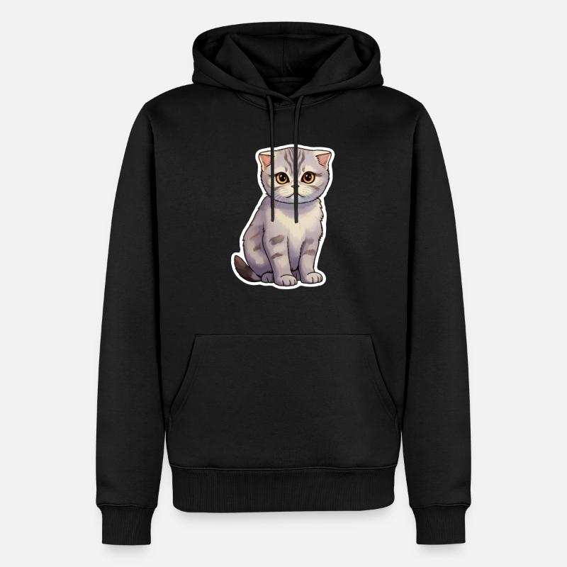 Scottish Fold Katze süß - Männer Premium Bio Hoodie - Schwarz