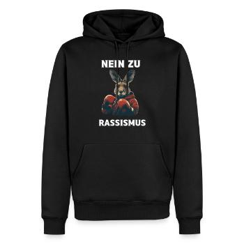 Känguru "Keine Chance für Rassismus" - Männer Premium Bio Hoodie - Schwarz - Vorne - Nico (187cm)